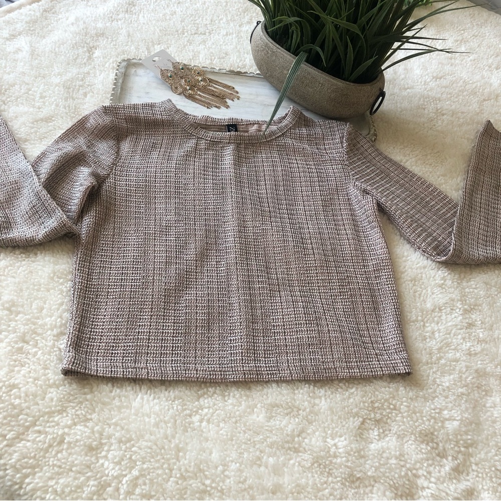 Zara Taupe and silver metallic crop top SZ S